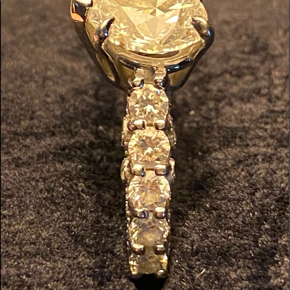 💖HP💖 5.12 TCW 3.04 Carat Center Heart Diamond White Gold 4 1/2 Engagement Ring - Picture 4 of 10